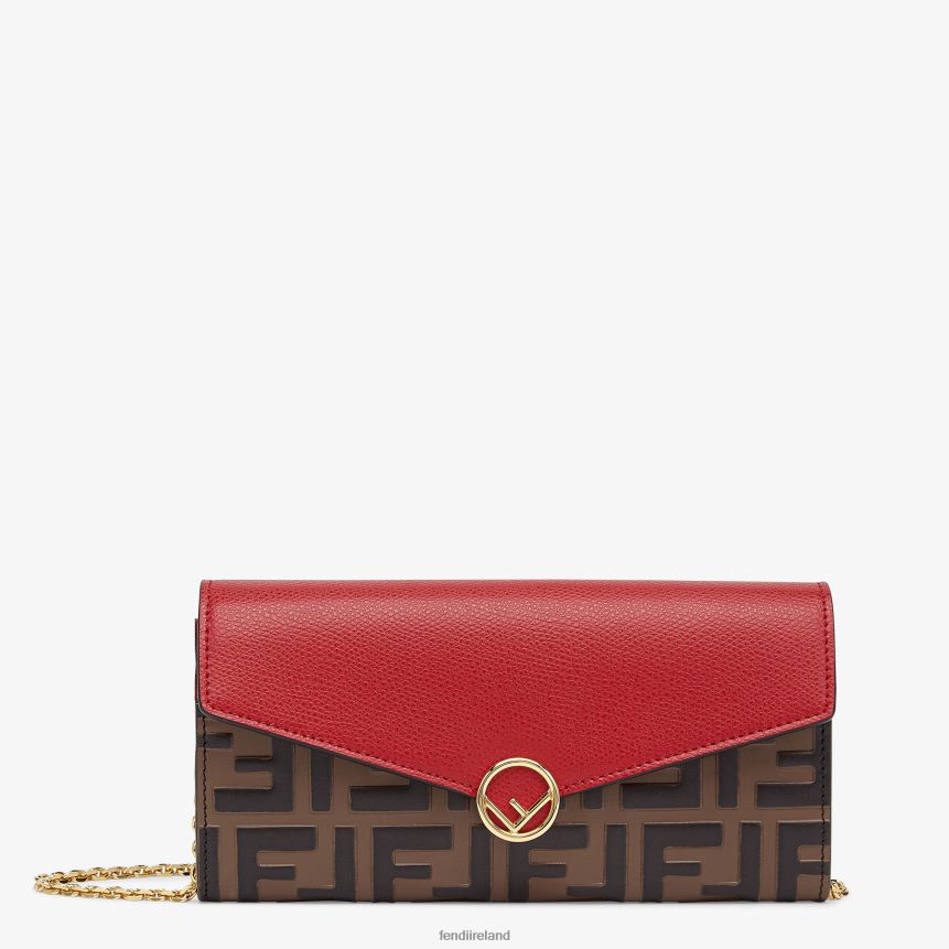 Fendi Women Continental With Chain Leather Wallet R06TFR1597 Accessories Red