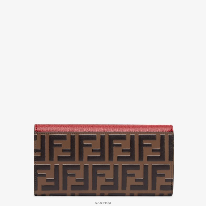 Fendi Women Continental With Chain Leather Wallet R06TFR1597 Accessories Red