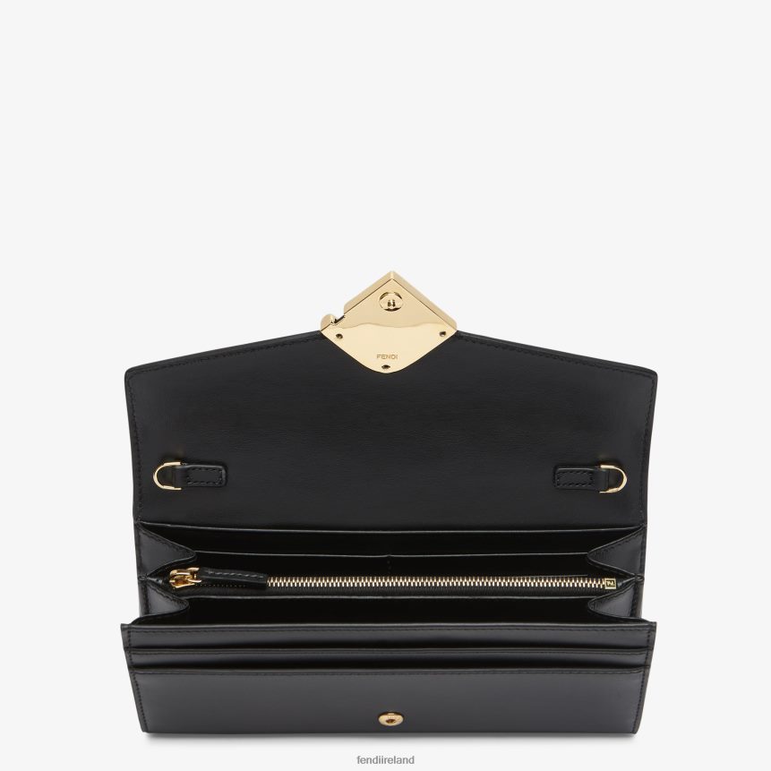 Fendi Women FF Diamonds Continental With Chain Leather Wallet R06TFR1464 Accessories Black