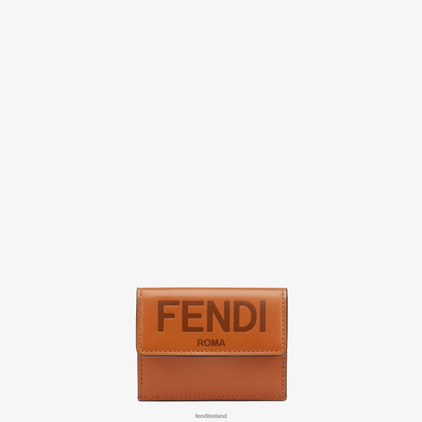 Fendi Women Micro Trifold Leather Wallet R06TFR1557 Accessories Brown