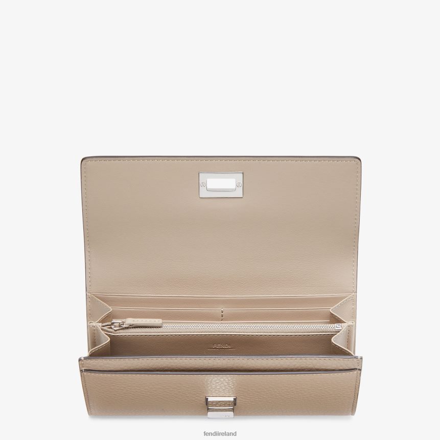 Fendi Women Peekaboo Continental Leather Wallet R06TFR1570 Accessories Beige
