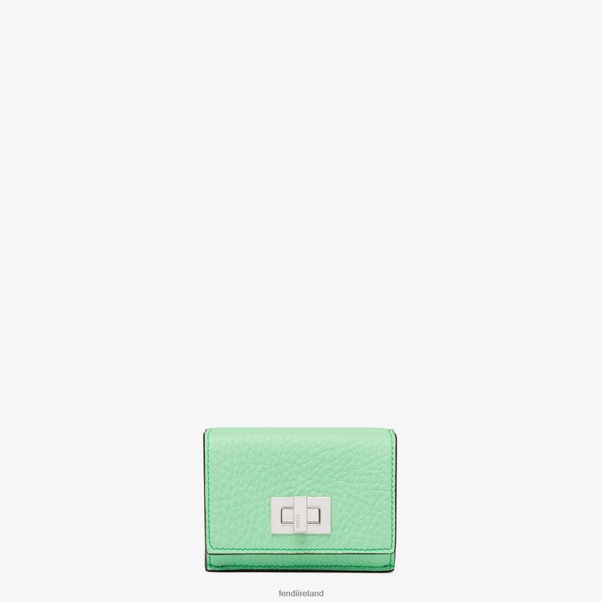 Fendi Women Peekaboo Micro Trifold Leather Wallet R06TFR1486 Accessories Green
