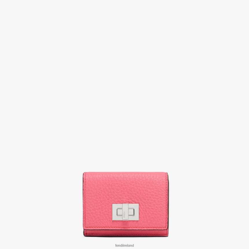 Fendi Women Peekaboo Micro Trifold Leather Wallet R06TFR1500 Accessories Pink