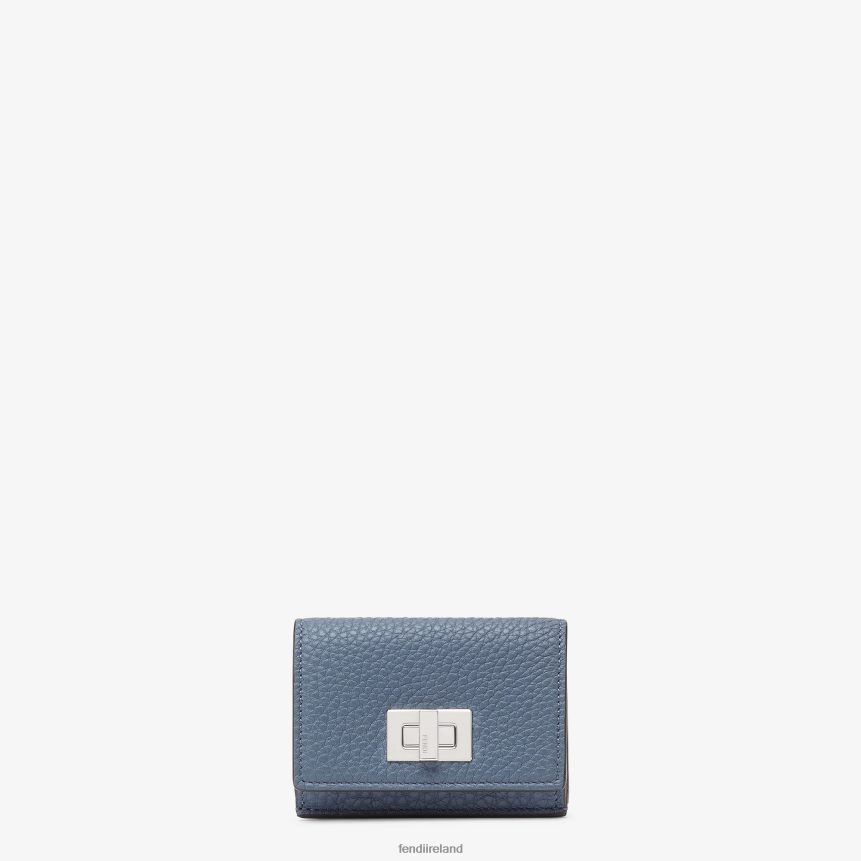 Fendi Women Peekaboo Micro Trifold Leather Wallet R06TFR1501 Accessories Blue