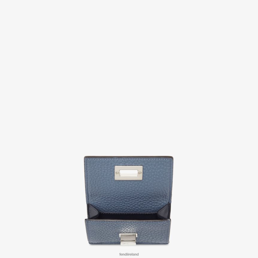 Fendi Women Peekaboo Micro Trifold Leather Wallet R06TFR1501 Accessories Blue