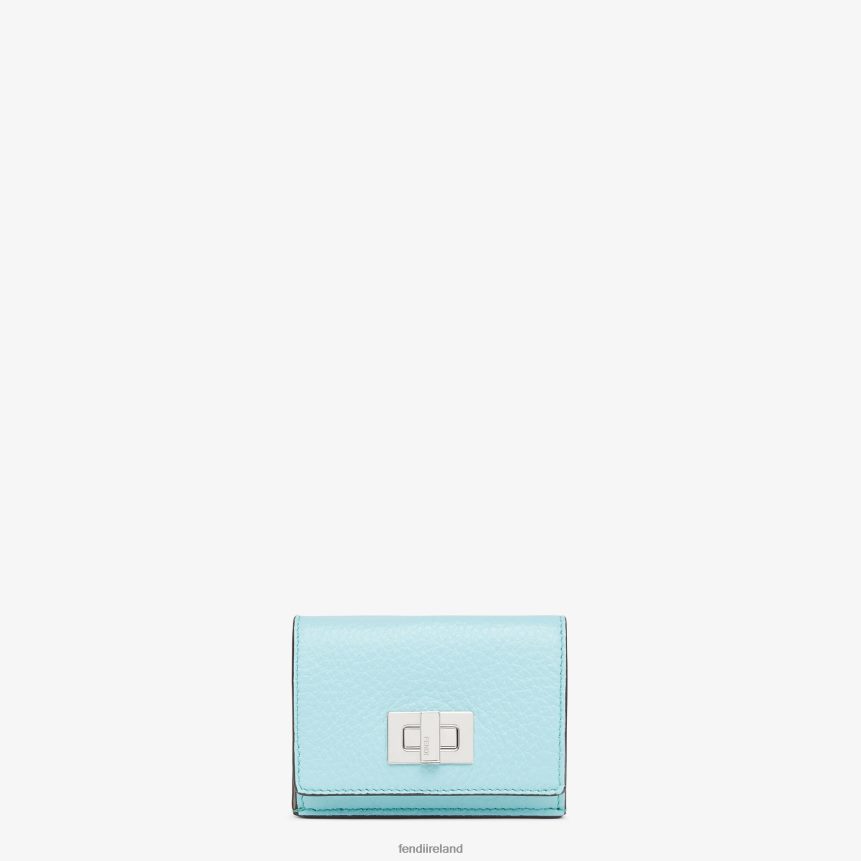 Fendi Women Peekaboo Micro Trifold Leather Wallet R06TFR1520 Accessories Light blue