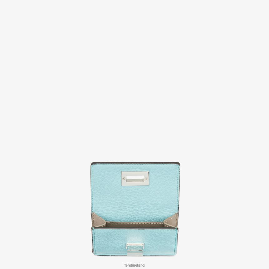 Fendi Women Peekaboo Micro Trifold Leather Wallet R06TFR1520 Accessories Light blue