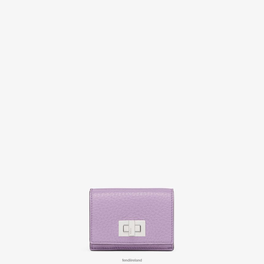 Fendi Women Peekaboo Micro Trifold Leather Wallet R06TFR1521 Accessories Purple