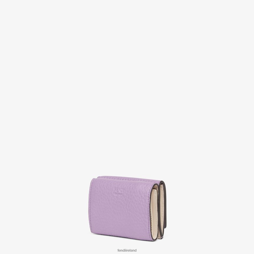 Fendi Women Peekaboo Micro Trifold Leather Wallet R06TFR1521 Accessories Purple