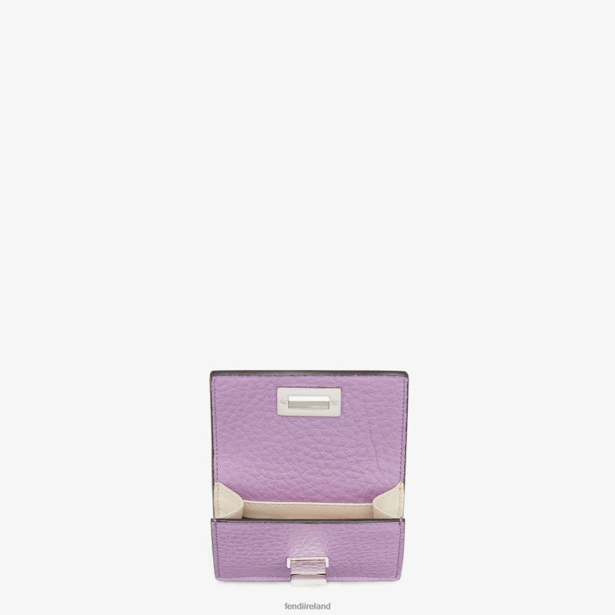 Fendi Women Peekaboo Micro Trifold Leather Wallet R06TFR1521 Accessories Purple