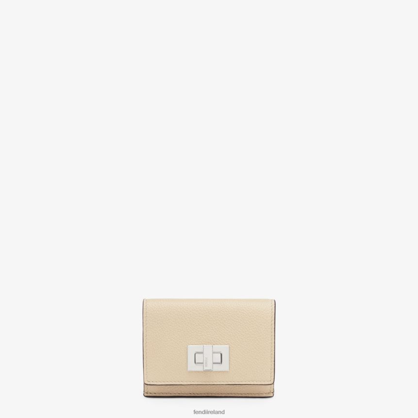 Fendi Women Peekaboo Micro Trifold Leather Wallet R06TFR1543 Accessories Beige