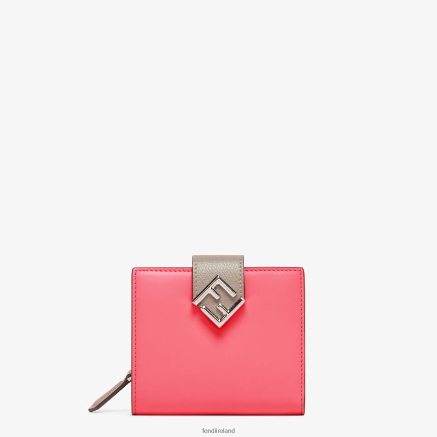 Fendi Women Two-Tone And Dove Leather Compact Wallet R06TFR1468 Accessories Pink