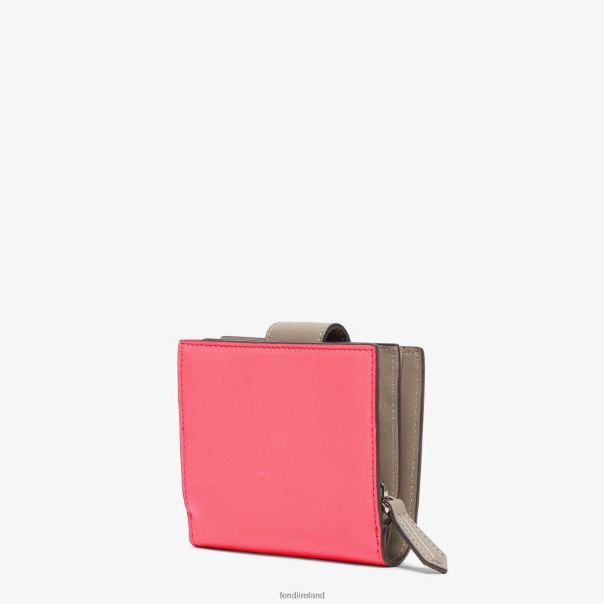 Fendi Women Two-Tone And Dove Leather Compact Wallet R06TFR1468 Accessories Pink