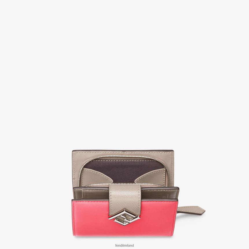 Fendi Women Two-Tone And Dove Leather Compact Wallet R06TFR1468 Accessories Pink