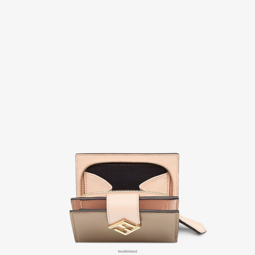 Fendi Women Two-Tone Dove And Leather Compact Wallet R06TFR1458 Accessories Multicolor