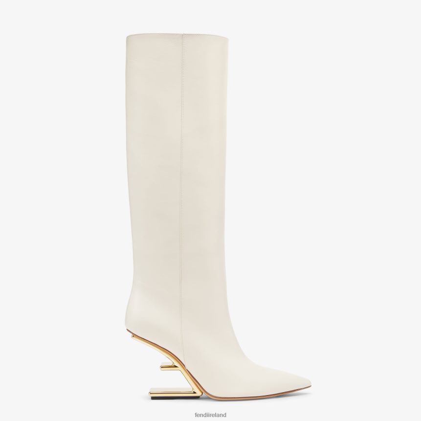 Fendi Women Leather High-Heeled Boots R06TFR1355 Shoes White