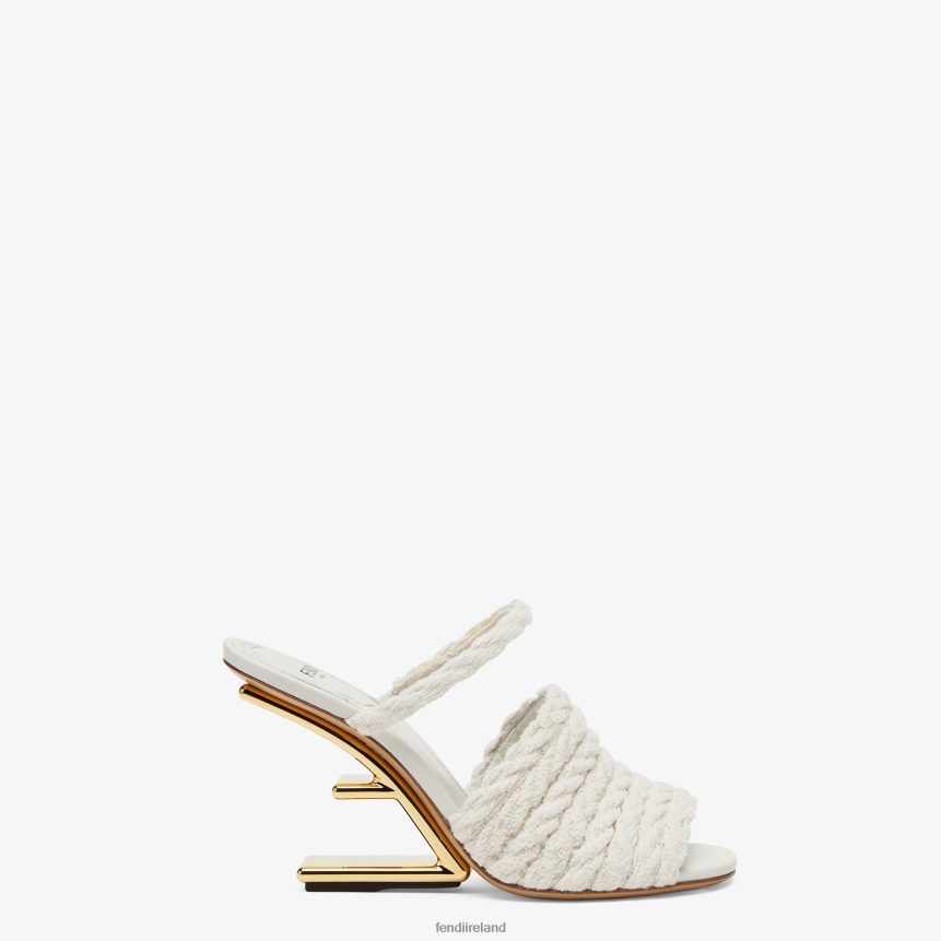 Fendi Women Fabric High-Heeled Sandals R06TFR1309 Shoes Beige