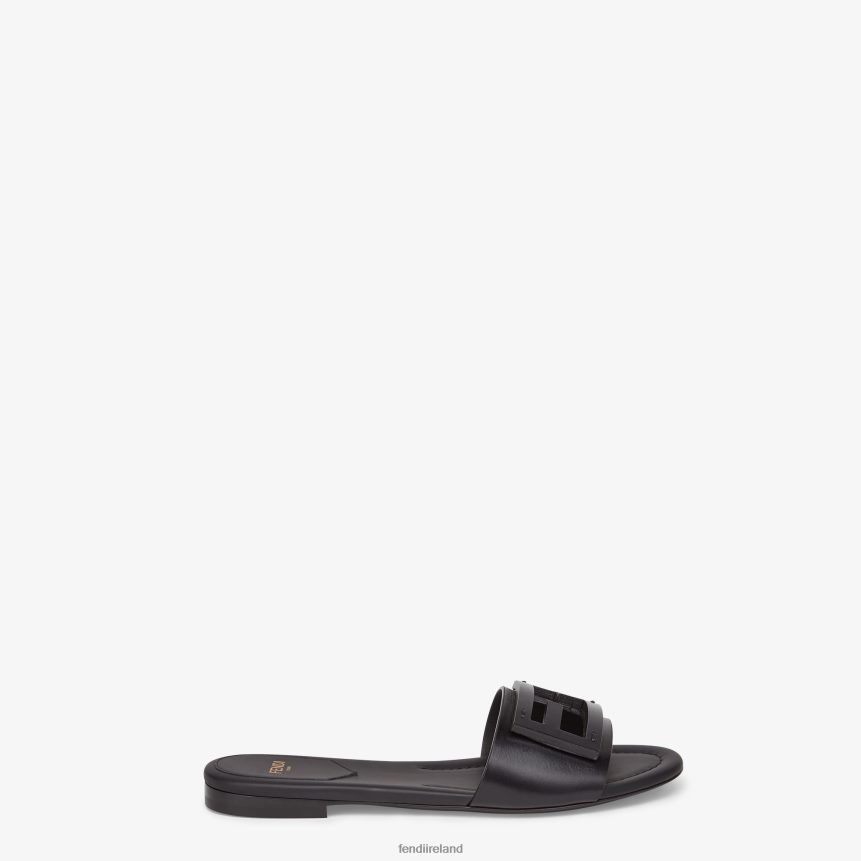 Fendi Women Baguette Leather Slides R06TFR1269 Shoes Black