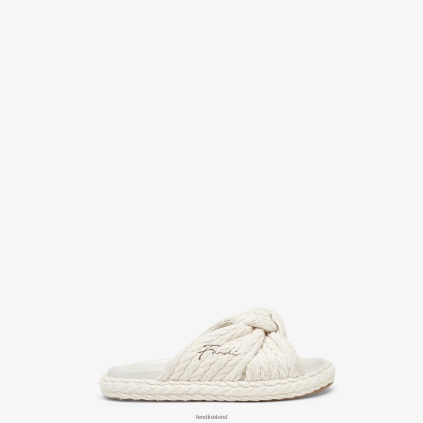 Fendi Women Fabric Slides R06TFR1311 Shoes Beige