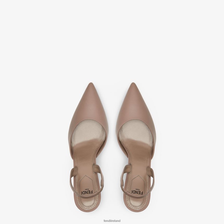 Fendi Women Dove Leather High-Heeled Slingbacks R06TFR1338 Shoes Beige