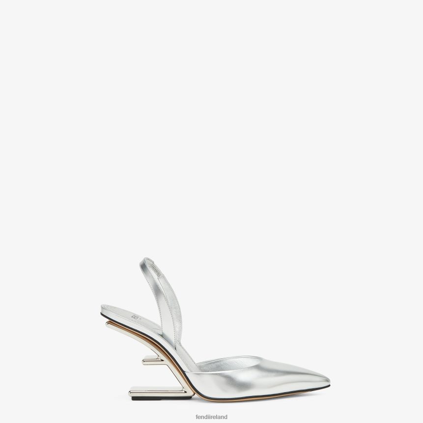 Fendi Women Leather High-Heeled Slingbacks R06TFR1354 Shoes Silver