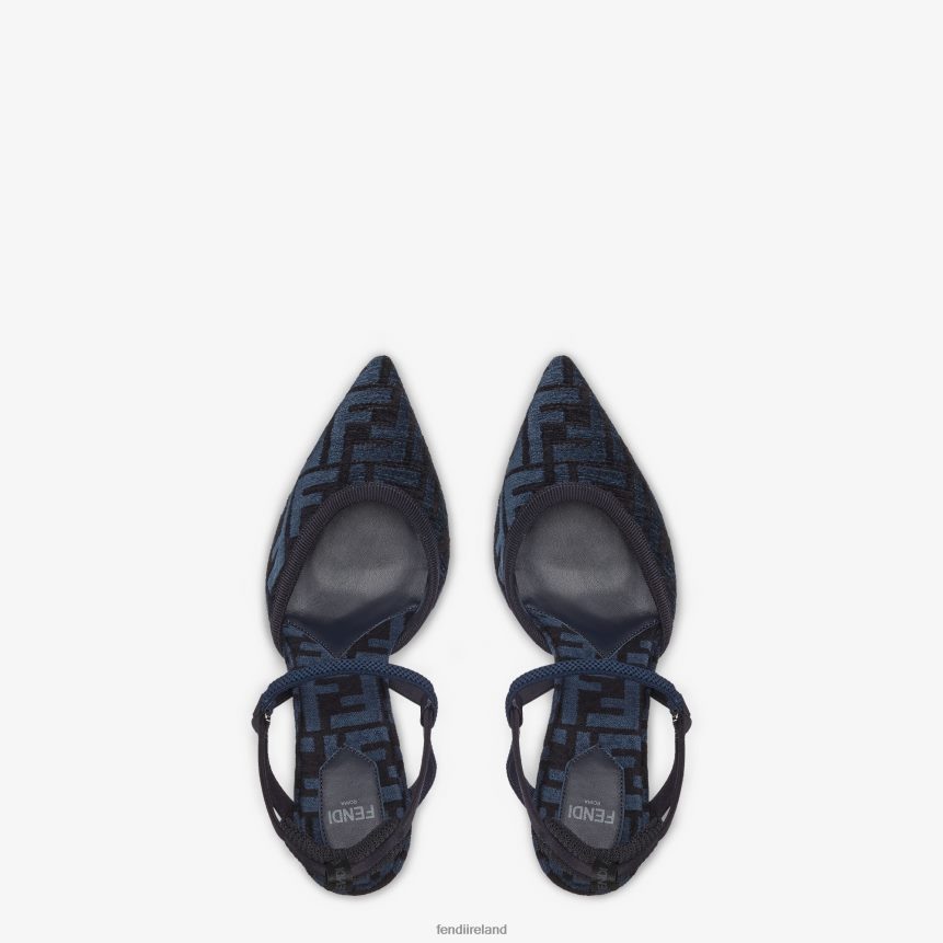 Fendi Women Medium-Heel FF Chenille Slingbacks R06TFR1385 Shoes Blue