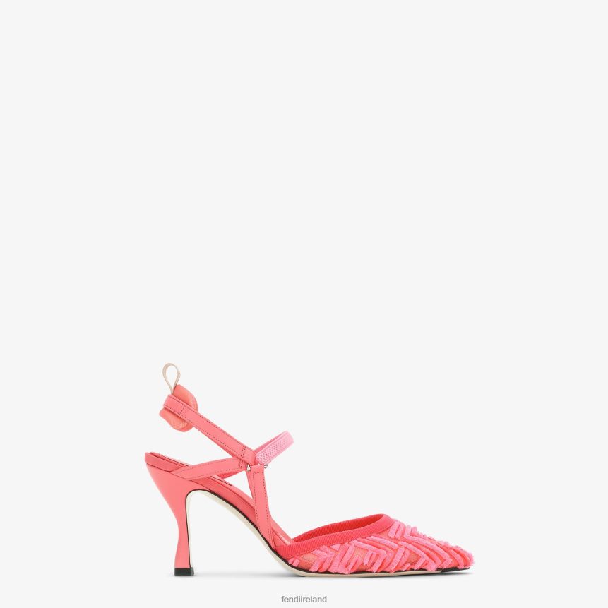 Fendi Women Mesh High-Heeled Slingbacks R06TFR1347 Shoes Pink