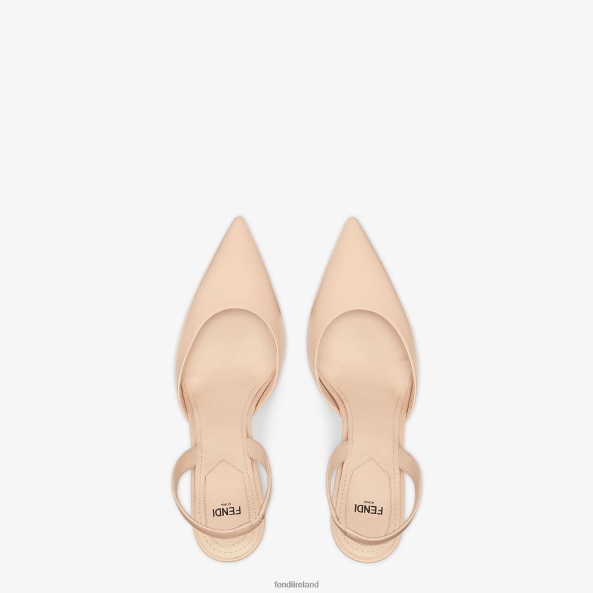 Fendi Women Pale Leather High-Heeled Slingbacks R06TFR1281 Shoes Pink