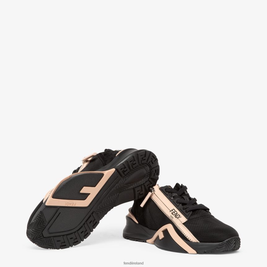 Fendi Women Nylon And Suede Low-Tops R06TFR1389 Shoes Black